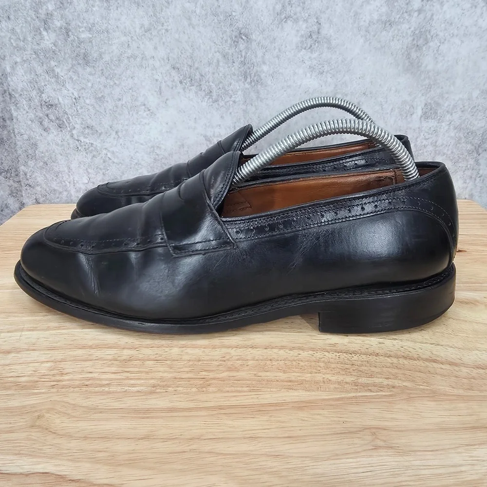 Allen Edmonds Loafers Mens 8.5 Glenfield Black Leather‎ Slip On Dress Shoes